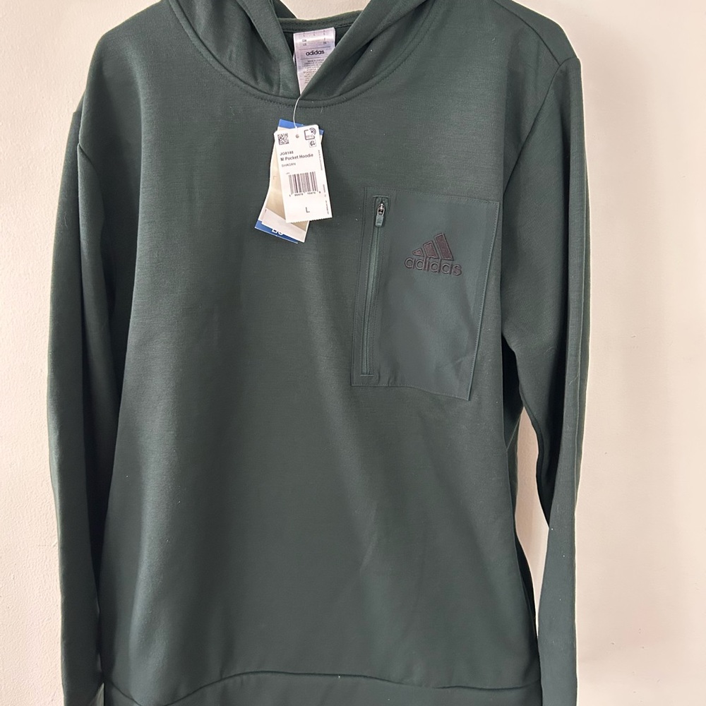 Adidas Men's Dark Green Pullover Hoodie